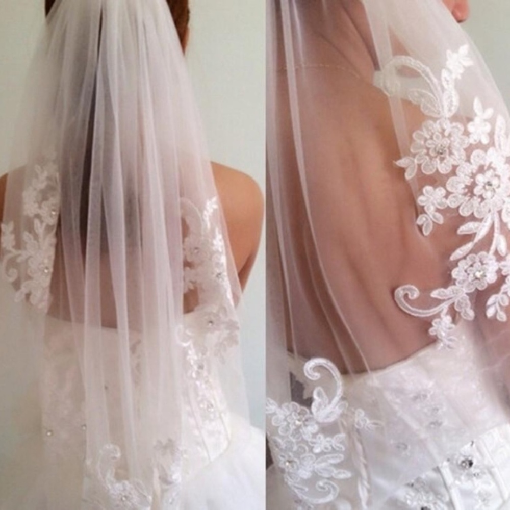 NEW WHITE Wedding Veil Beautiful #658258 FREE SHIPPING